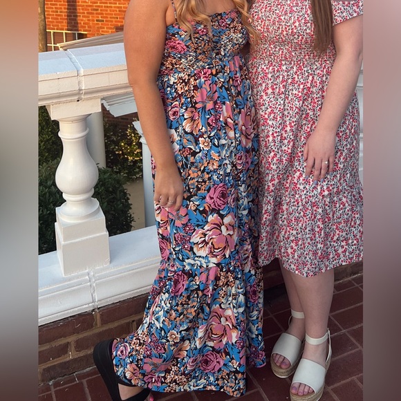 Lulu’s Escape to the Islands Multi Floral Smocked Sleeveless Jumpsuit - Picture 4 of 5